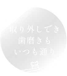 取り外しでき歯磨きもいつも通り